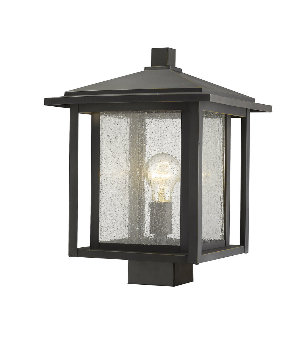 Aspen One Light Outdoor Post Mount Fixture in Oil Rubbed Bronze - available from The Lighting Shoppe, trusted by Canadian homeowners