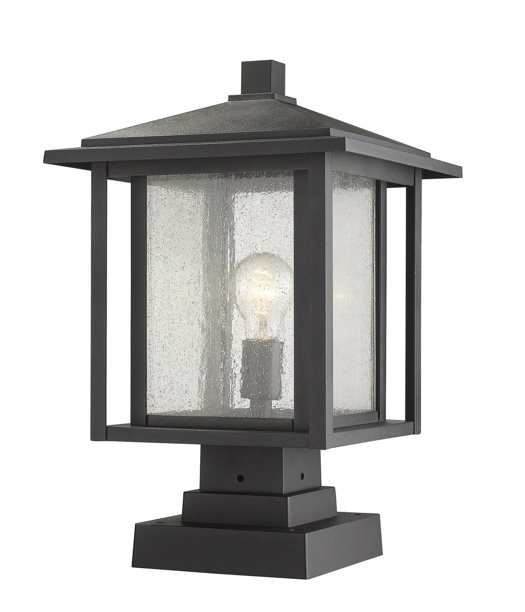 Aspen One Light Outdoor Pier Mounted Fixture in Black - available from The Lighting Shoppe, trusted by Canadian homeowners