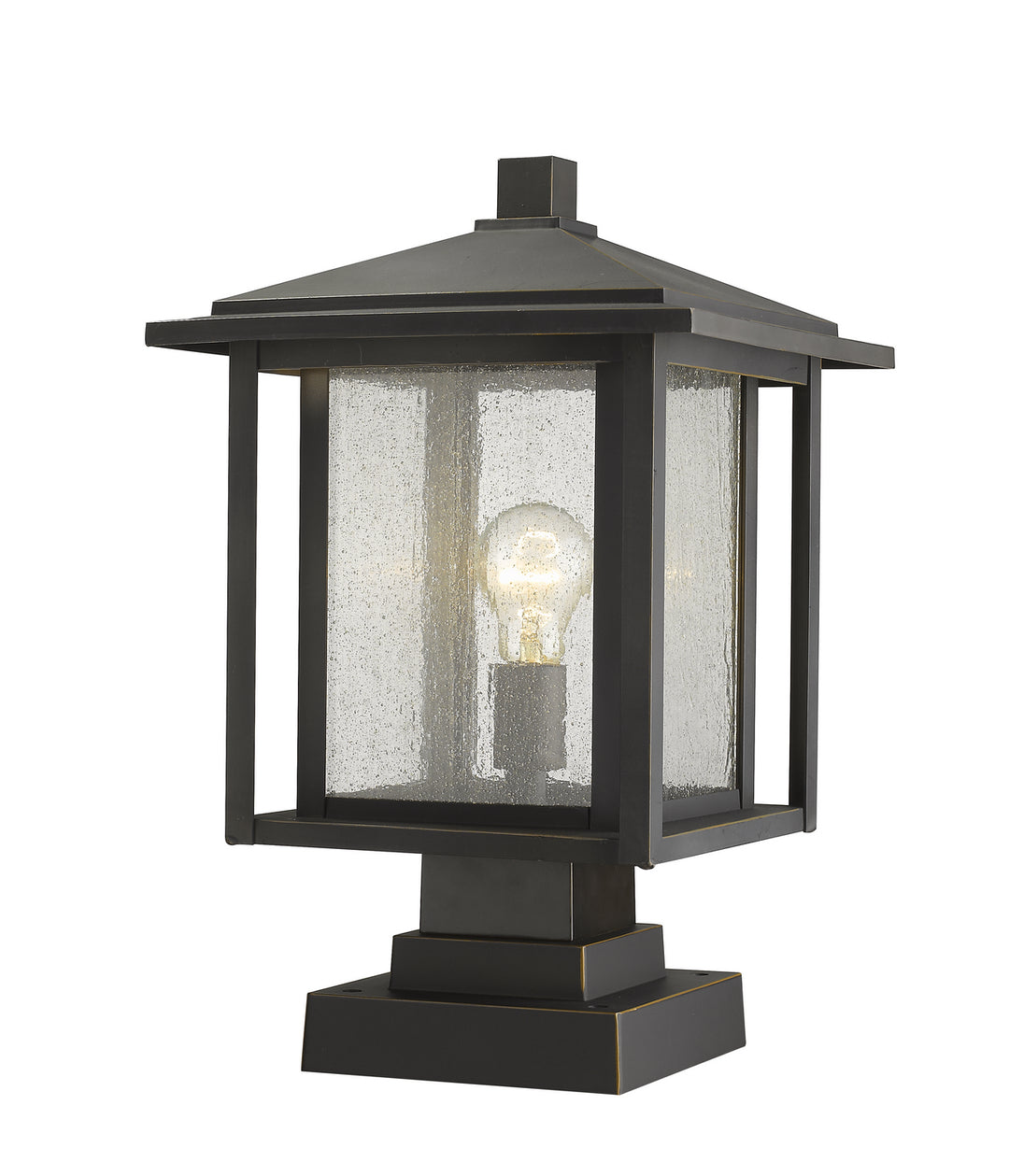 Aspen One Light Outdoor Pier Mounted Fixture in Oil Rubbed Bronze - available from The Lighting Shoppe, trusted by Canadian homeowners
