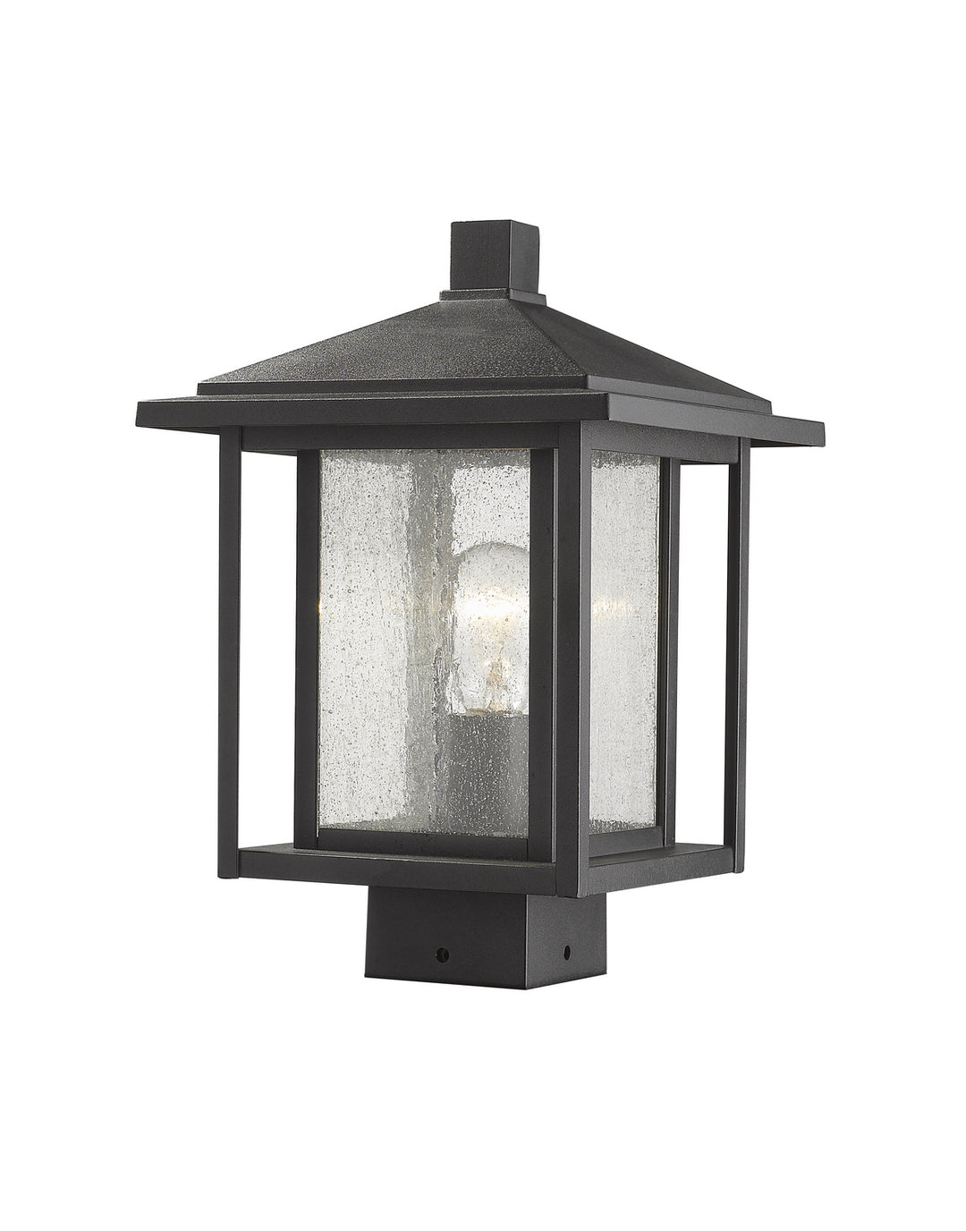 Aspen One Light Outdoor Post Mount Fixture in Black - available from The Lighting Shoppe, trusted by Canadian homeowners