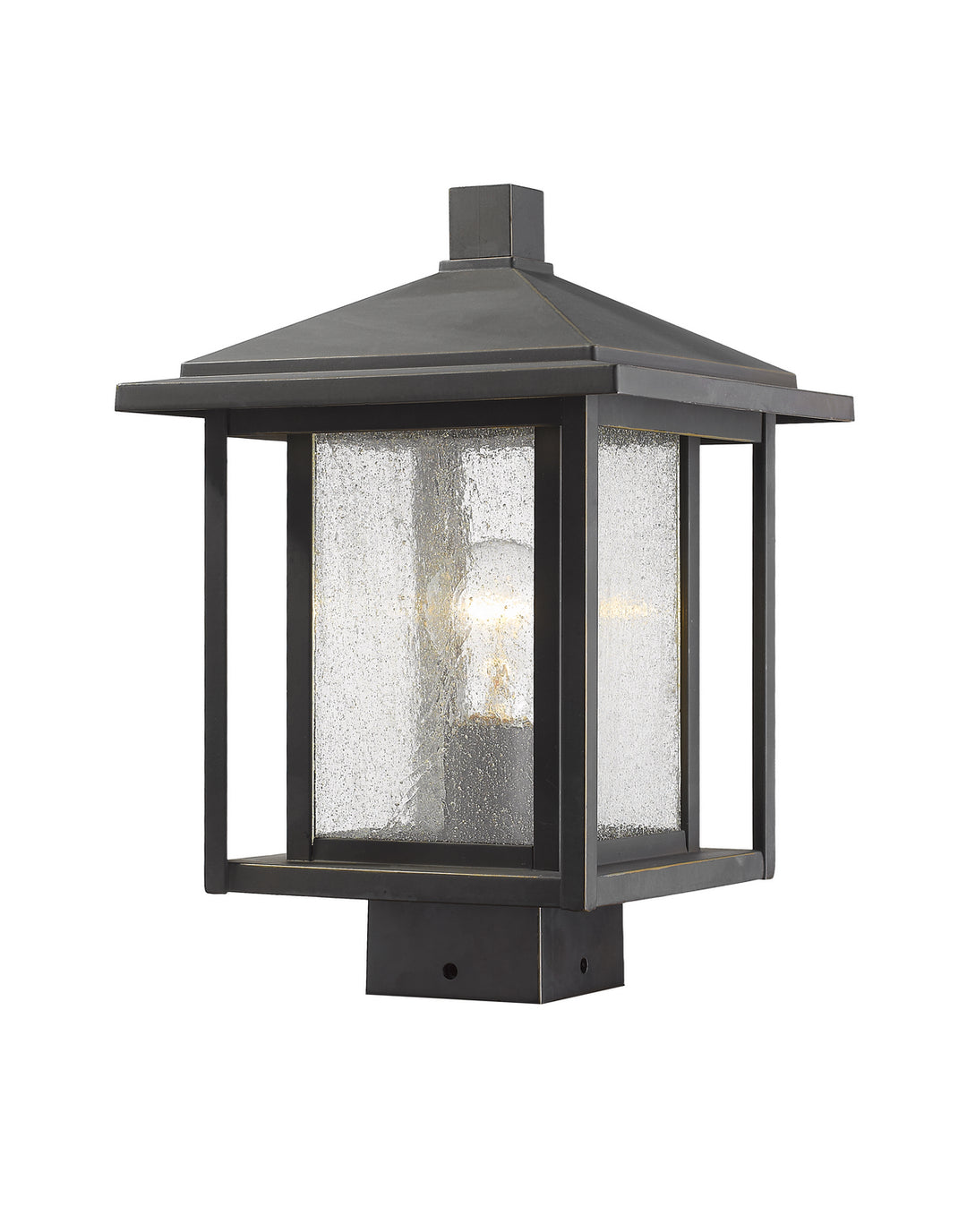 Aspen One Light Outdoor Post Mount Fixture in Oil Rubbed Bronze - available from The Lighting Shoppe, trusted by Canadian homeowners