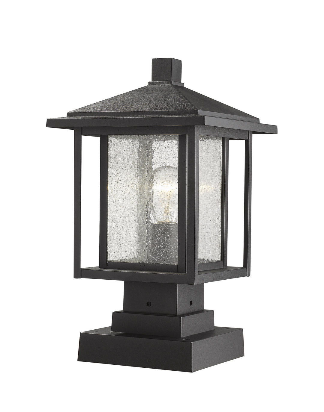 Aspen One Light Outdoor Pier Mounted Fixture in Black - available from The Lighting Shoppe, trusted by Canadian homeowners
