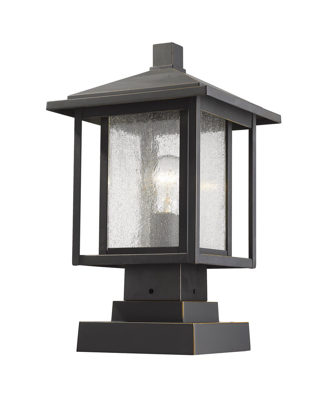 Aspen One Light Outdoor Pier Mounted Fixture in Oil Rubbed Bronze - available from The Lighting Shoppe, trusted by Canadian homeowners
