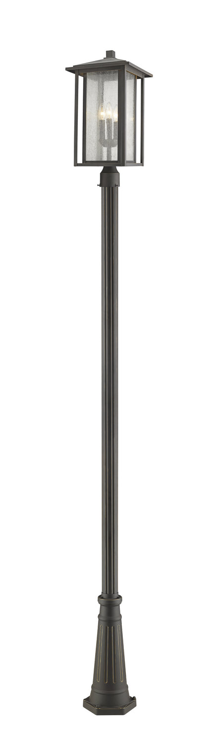 Aspen Three Light Outdoor Post Mounted Fixture in Oil Rubbed Bronze - available from The Lighting Shoppe, trusted by Canadian homeowners