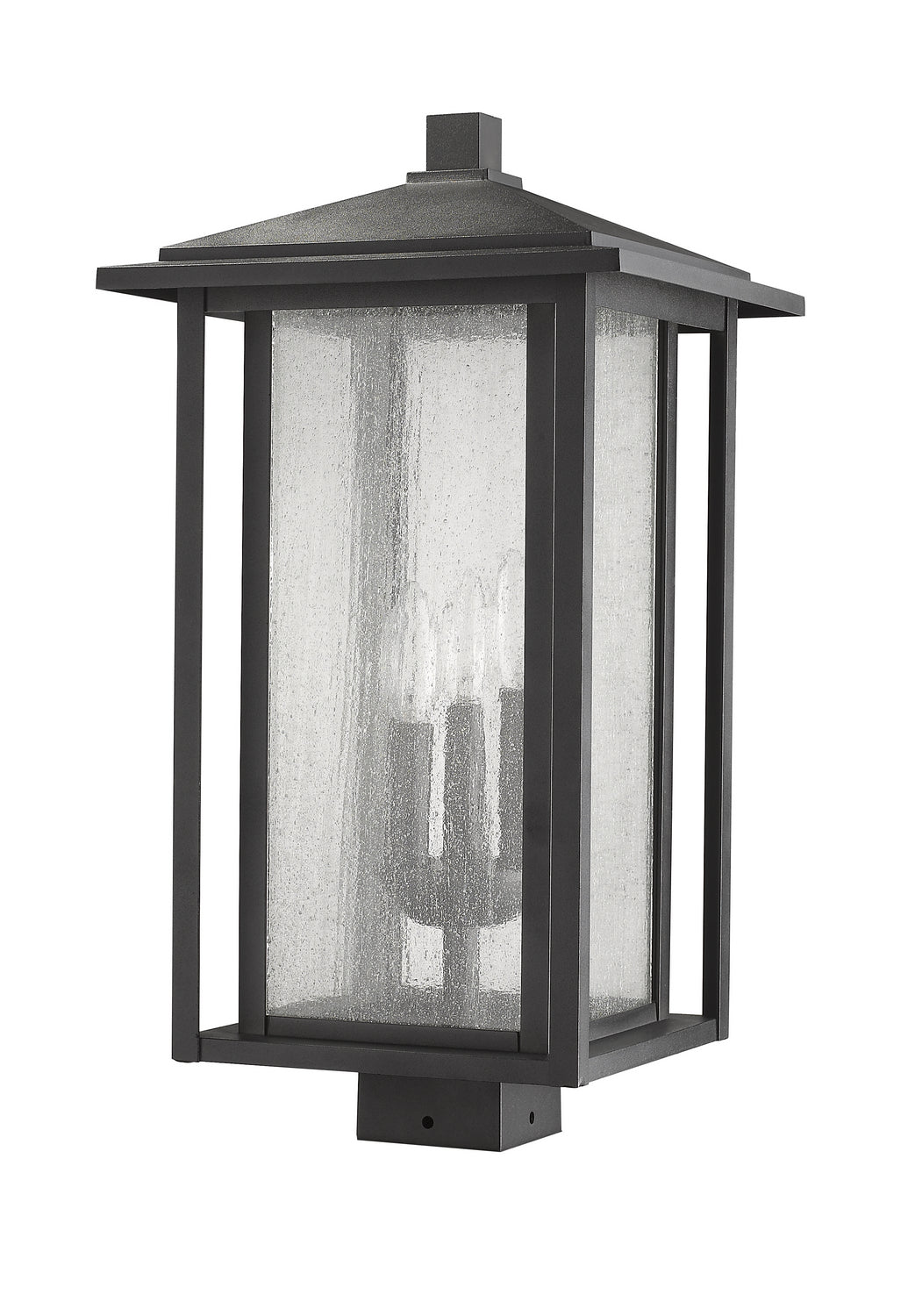 Aspen Three Light Outdoor Post Mount Fixture in Black - available from The Lighting Shoppe, trusted by Canadian homeowners