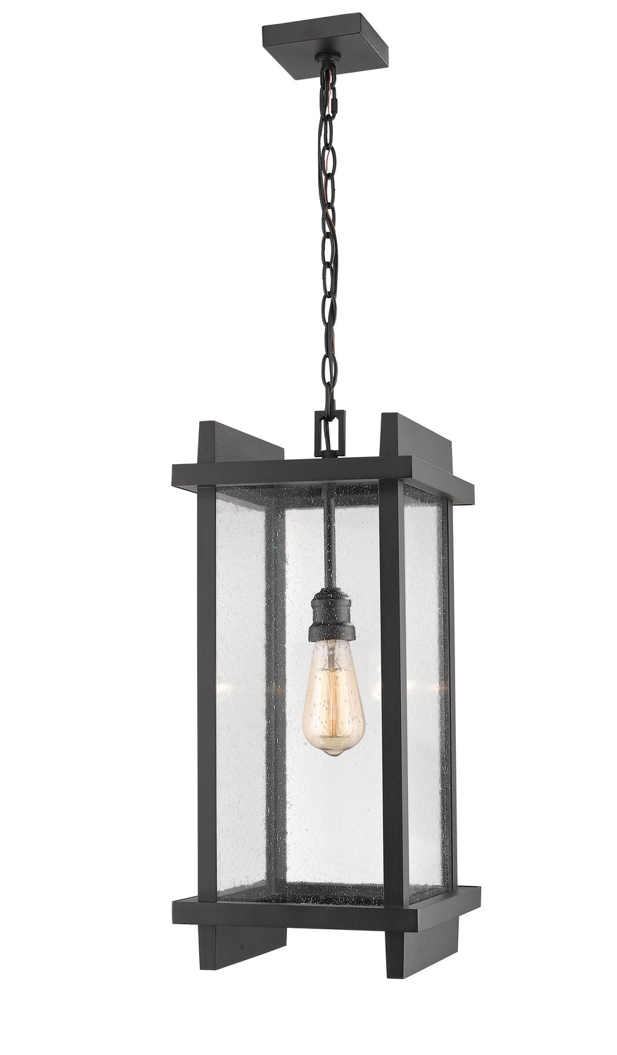 Fallow One Light Outdoor Chain Mount Ceiling Fixture in Black - available from The Lighting Shoppe, trusted by Canadian homeowners