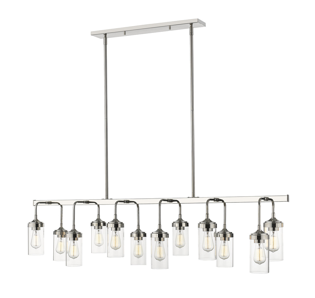 Calliope 12 Light Linear Chandelier in Polished Nickel - available from The Lighting Shoppe, trusted by Canadian homeowners