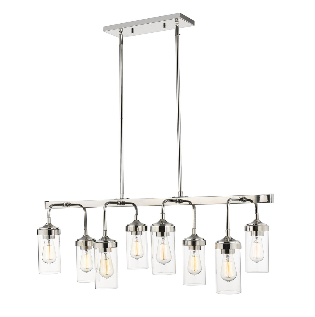 Calliope Eight Light Linear Chandelier in Polished Nickel - available from The Lighting Shoppe, trusted by Canadian homeowners