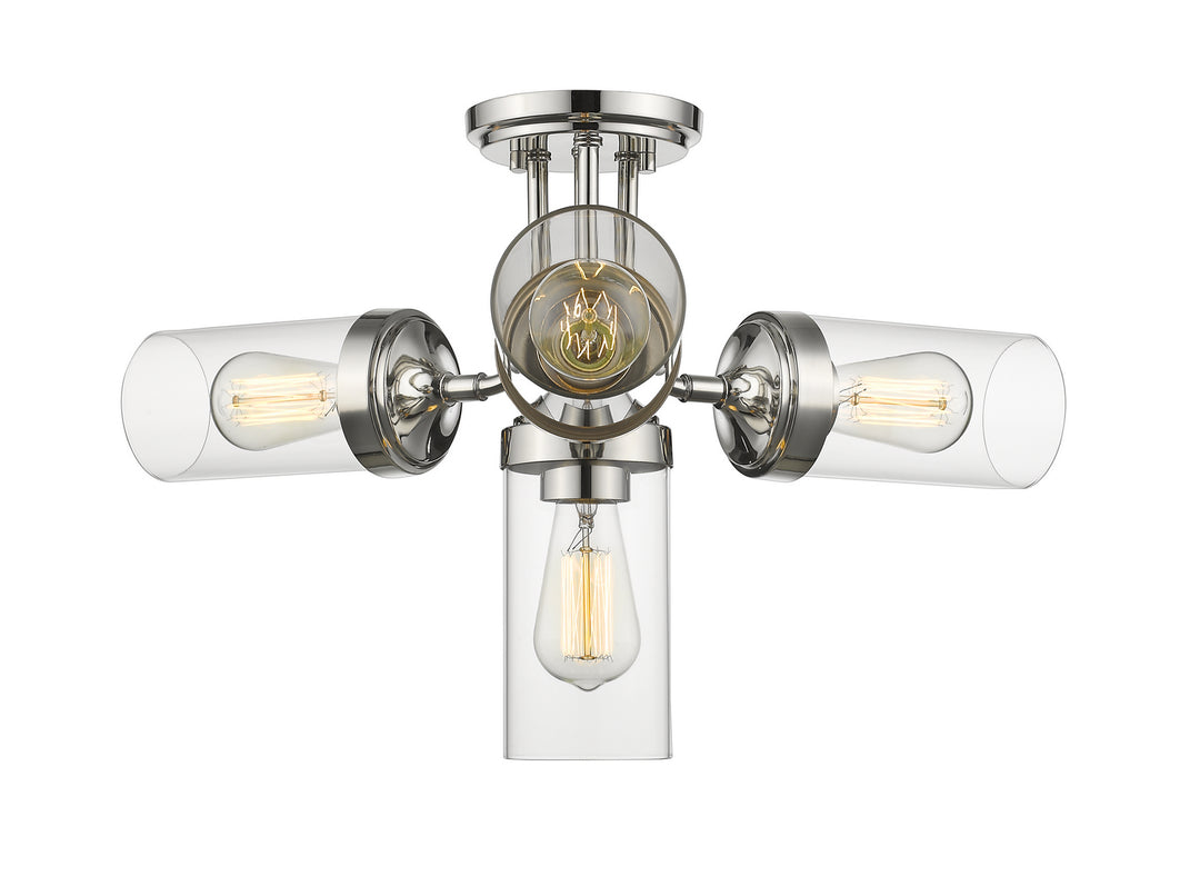Calliope Four Light Semi Flush Mount in Polished Nickel - available from The Lighting Shoppe, trusted by Canadian homeowners