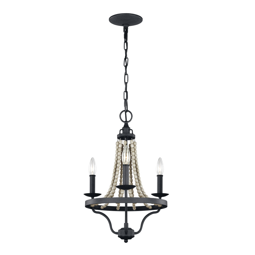 Nori Three Light Chandelier in Dark Weathered Zinc / Driftwood Grey - available from The Lighting Shoppe, trusted by Canadian homeowners
