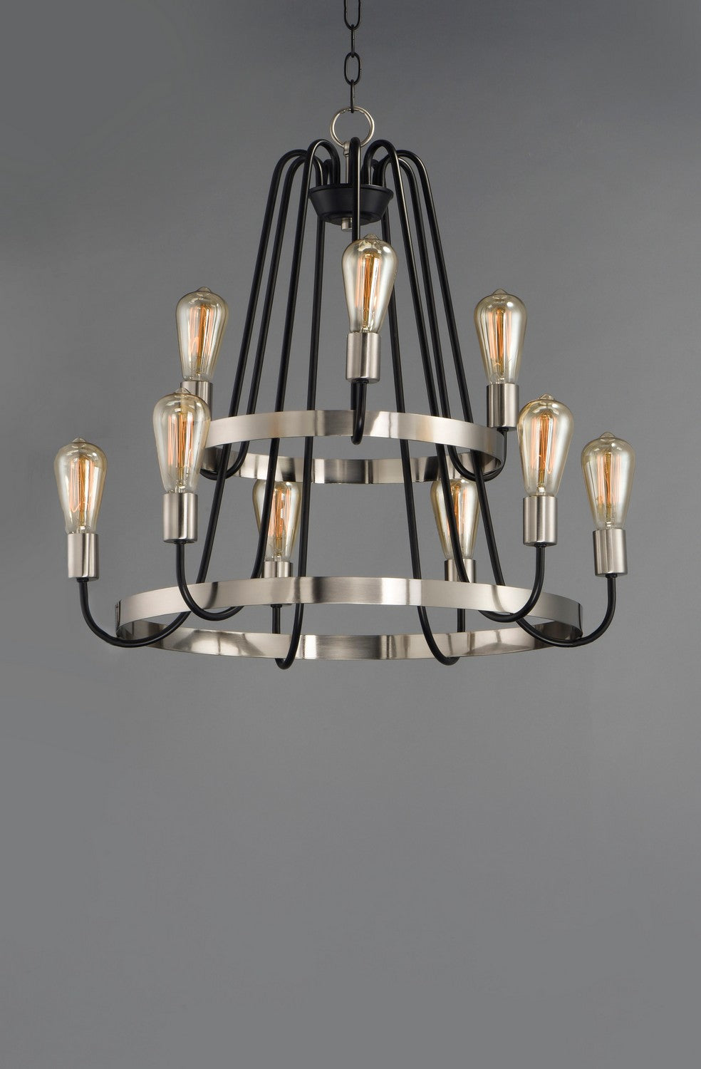 Maxim - 11737BKSN - Nine Light Chandelier - Haven - Black / Satin Nickel