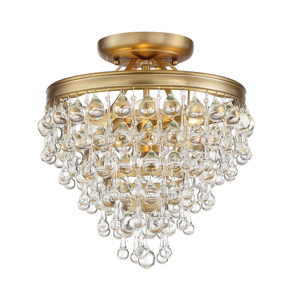 Calypso Three Light Semi Flush Mount in Vibrant Gold - available from The Lighting Shoppe, trusted by Canadian homeowners