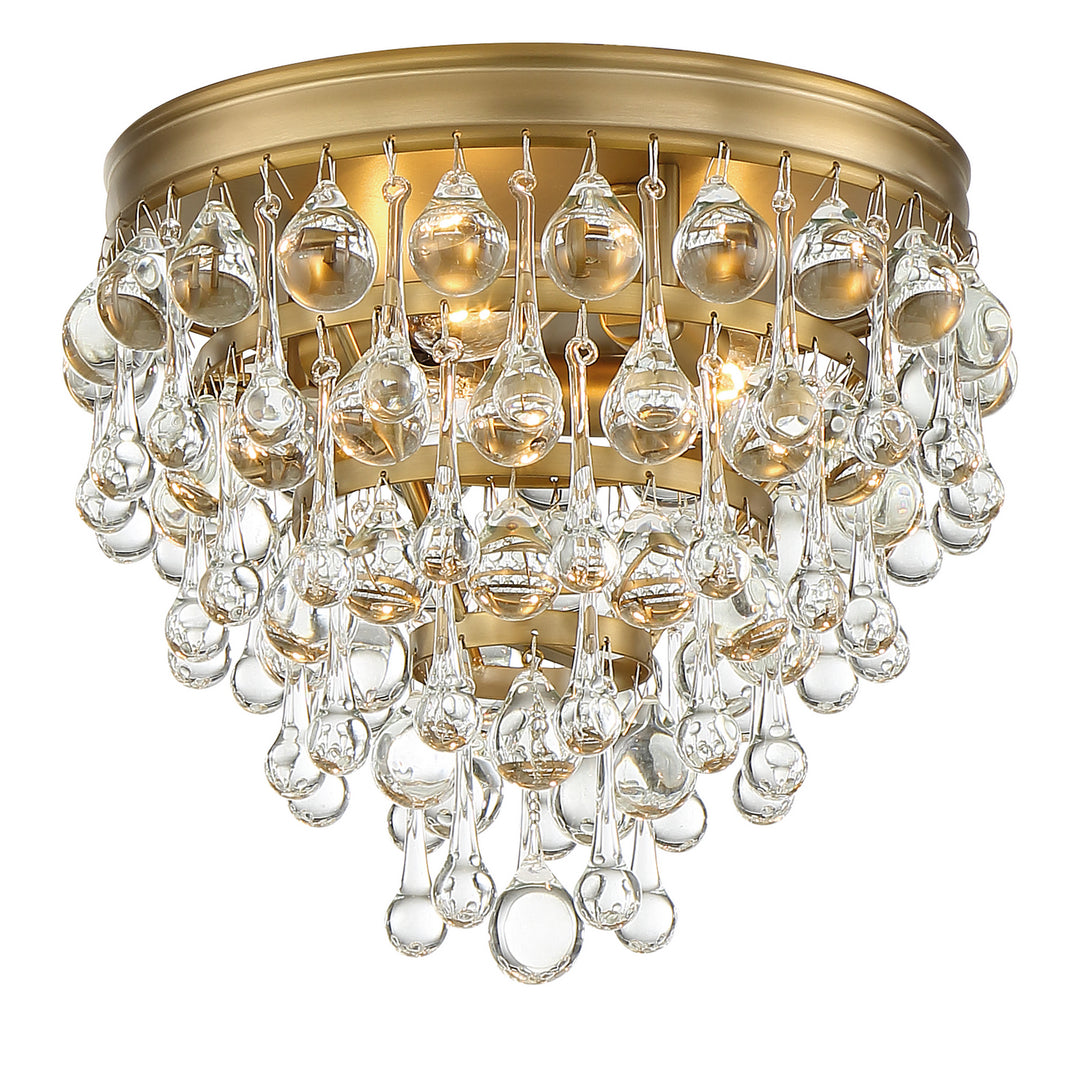 Calypso Three Light Flush Mount in Vibrant Gold - available from The Lighting Shoppe, trusted by Canadian homeowners