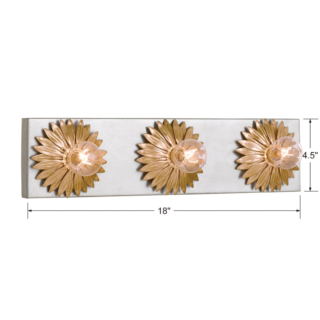 Crystorama - 503-GA-SA - Three Light Bathroom Vanity - Broche - Antique Gold + Antique Silver
