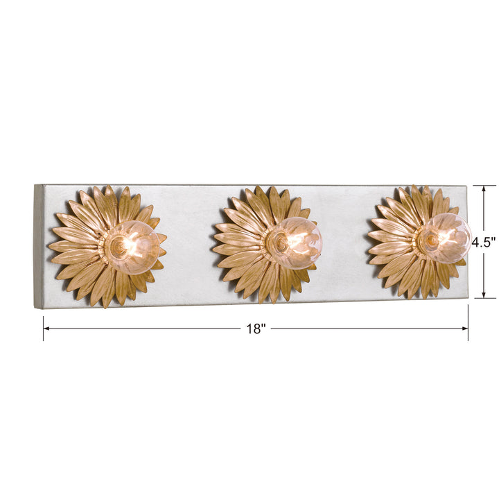 Crystorama - 503-GA-SA - Three Light Bathroom Vanity - Broche - Antique Gold + Antique Silver
