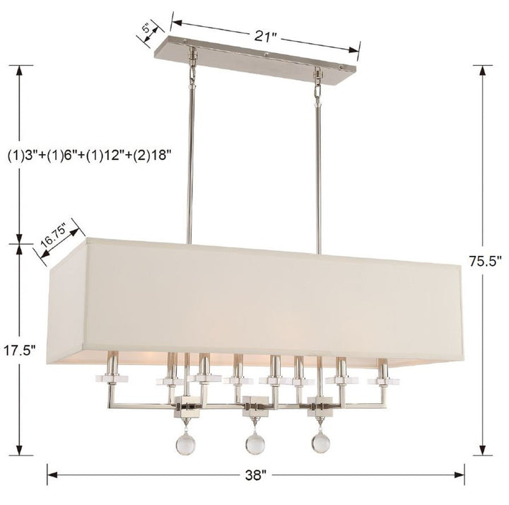 Crystorama - 8109-PN - Eight Light Chandelier - Paxton - Polished Nickel