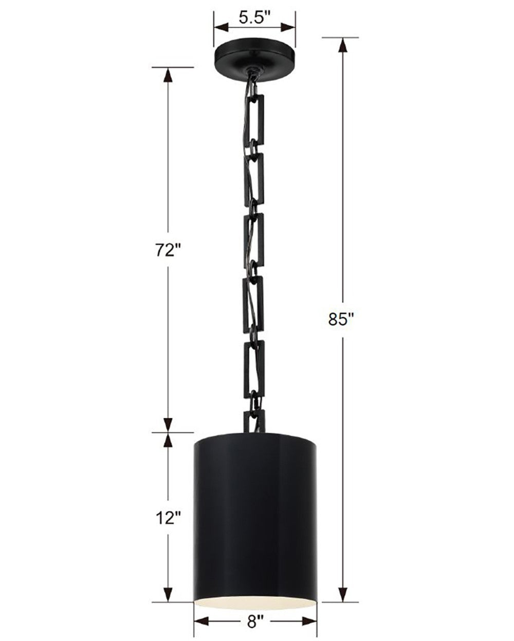 Crystorama - 8680-MK-WH - One Light Mini Chandelier - Alston - Matte Black + White