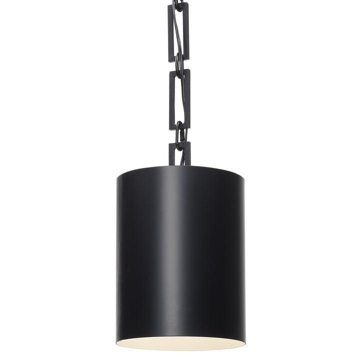 Alston One Light Mini Chandelier in Matte Black + White - available from The Lighting Shoppe, trusted by Canadian homeowners