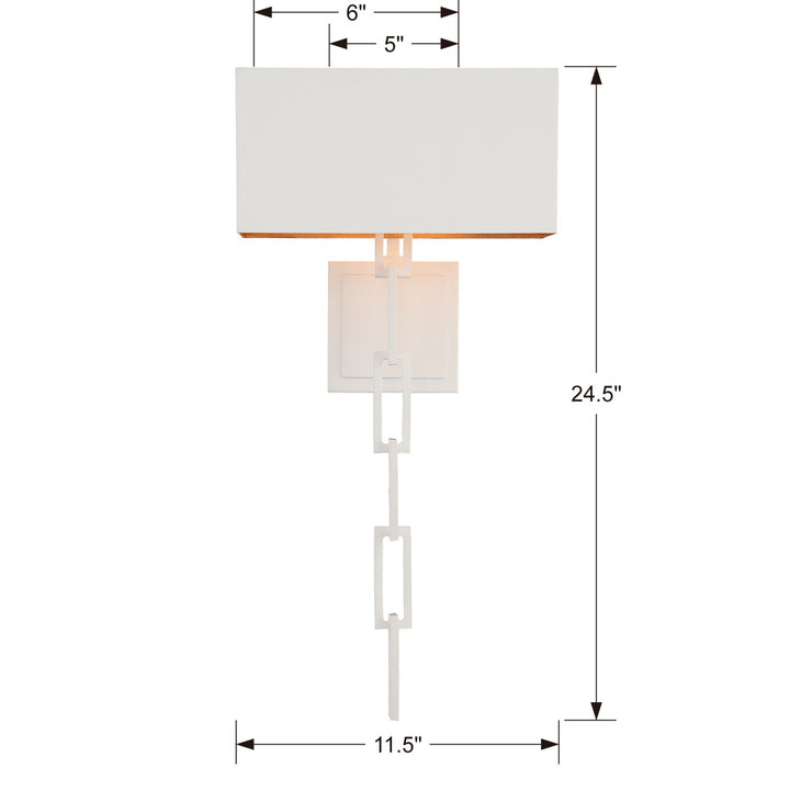 Crystorama - 8682-MT-GA - Two Light Wall Sconce - Alston - Matte White + Antique Gold