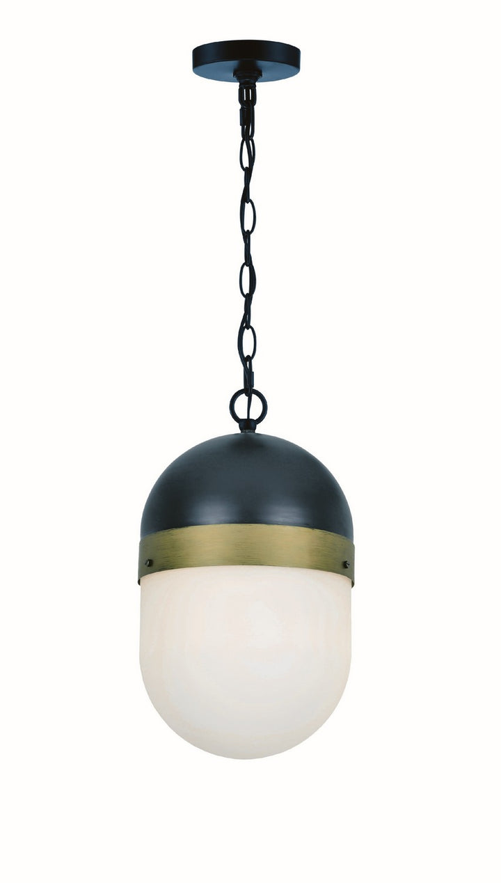 Capsule One Light Outdoor Pendant in Matte Black + Textured Gold - available from The Lighting Shoppe, trusted by Canadian homeowners