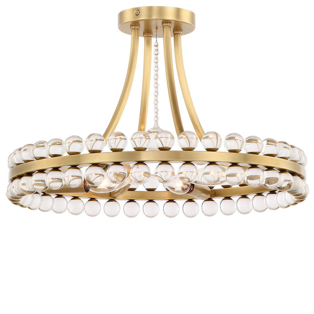 Clover Four Light Semi Flush Mount in Aged Brass - available from The Lighting Shoppe, trusted by Canadian homeowners