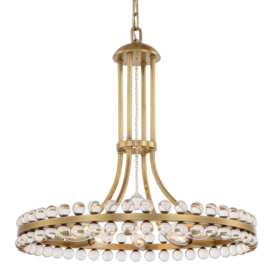 Clover Eight Light Chandelier in Aged Brass - available from The Lighting Shoppe, trusted by Canadian homeowners