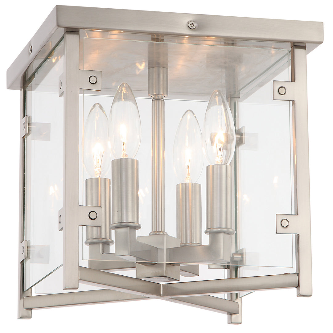 Danbury Four Light Flush Mount in Brushed Nickel - available from The Lighting Shoppe, trusted by Canadian homeowners