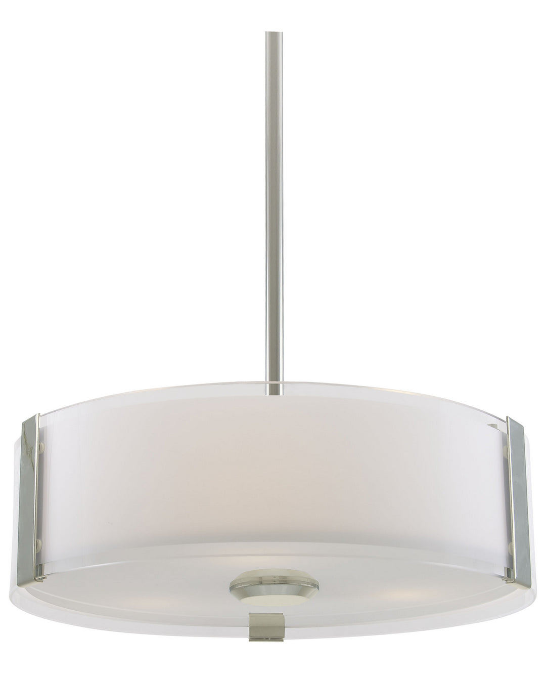 Zurich Three Light Pendant in Satin Nickel w/Silk Screened Opal Glass - available from The Lighting Shoppe, trusted by Canadian homeowners