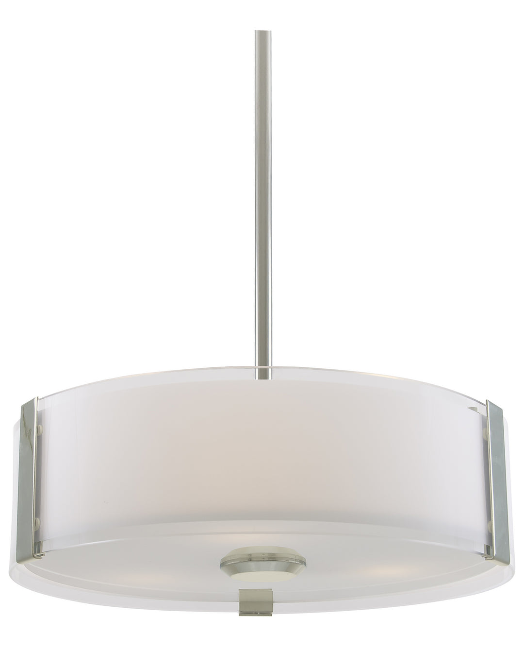Zurich Three Light Pendant in Satin Nickel w/Silk Screened Opal Glass - available from The Lighting Shoppe, trusted by Canadian homeowners