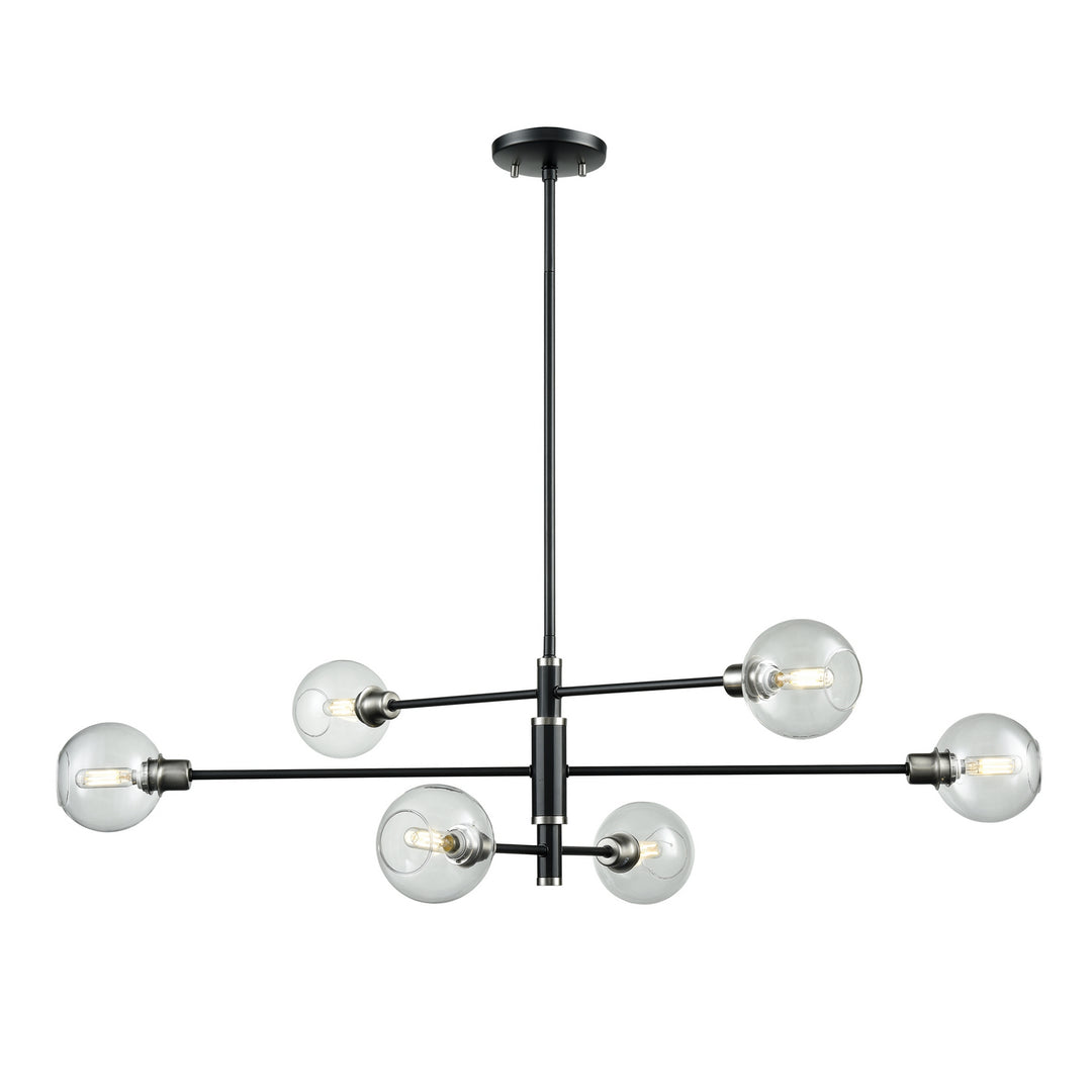 Ocean Drive Six Light Linear Pendant in Satin Nickel And Graphite With Clear Glass - available from The Lighting Shoppe, trusted by Canadian homeowners