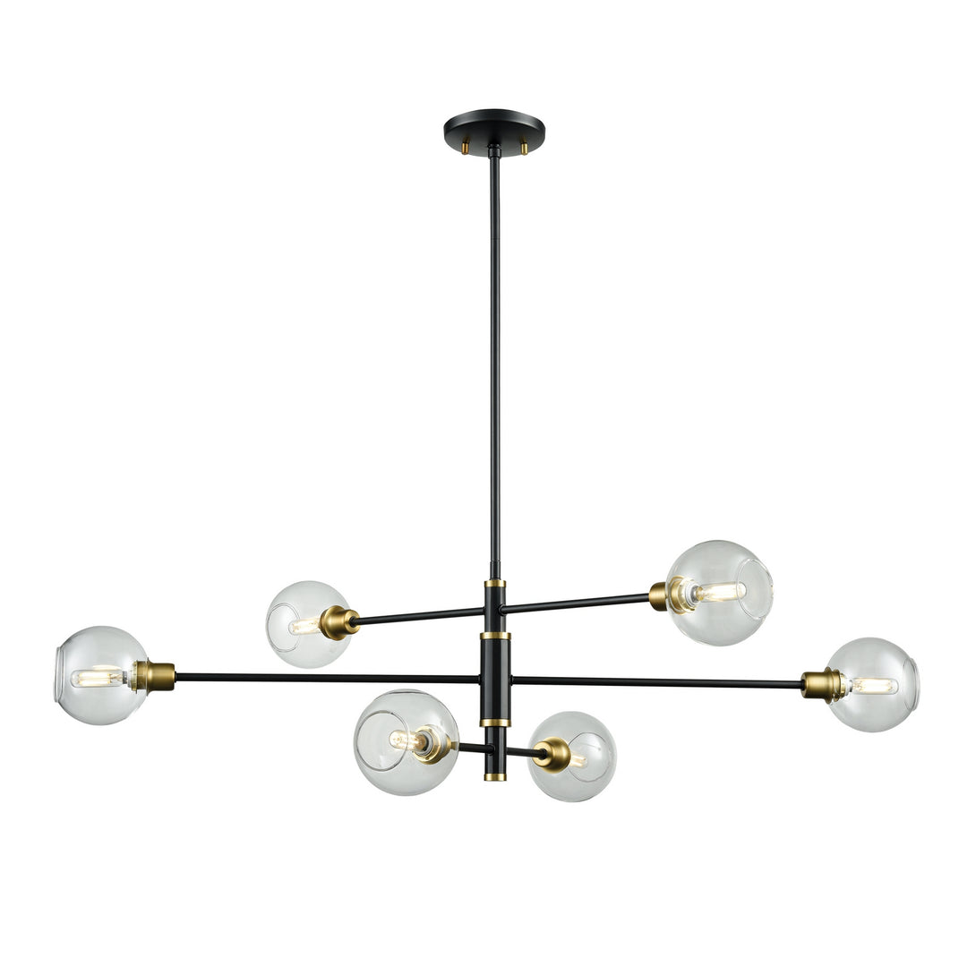 Ocean Drive Six Light Linear Pendant in Venetian Brass And Graphite With Clear Glass - available from The Lighting Shoppe, trusted by Canadian homeowners