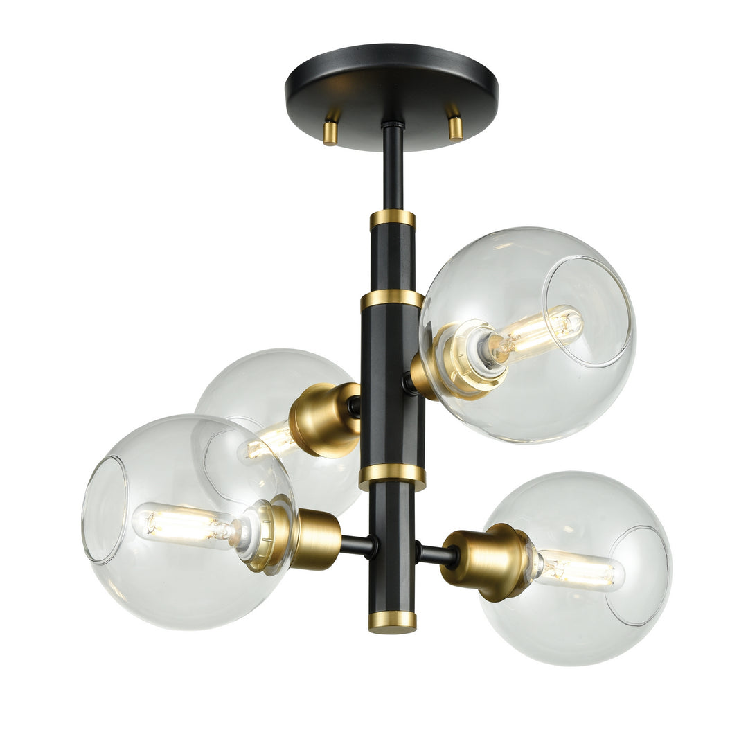 Ocean Drive Four Light Semi-Flush Mount in Venetian Brass And Graphite With Clear Glass - available from The Lighting Shoppe, trusted by Canadian homeowners