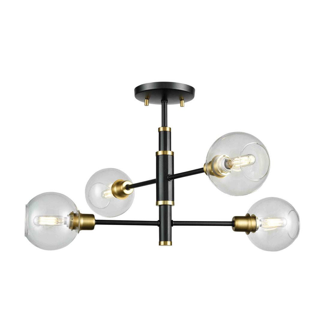 Ocean Drive Four Light Semi-Flush Mount in Venetian Brass And Graphite With Clear Glass - available from The Lighting Shoppe, trusted by Canadian homeowners