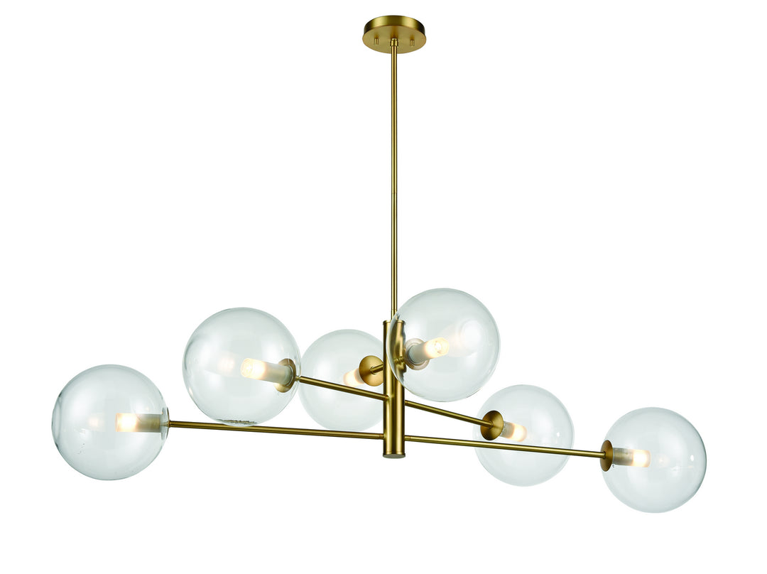 DVI Canada - DVP27002VBR-CL - Six Light Linear Pendant - Courcelette - Venetian Brass w/Clear Glass