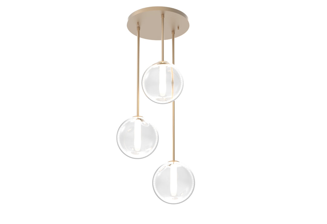 Courcelette Three Light Pendant in Venetian Brass With Clear Glass - available from The Lighting Shoppe, trusted by Canadian homeowners