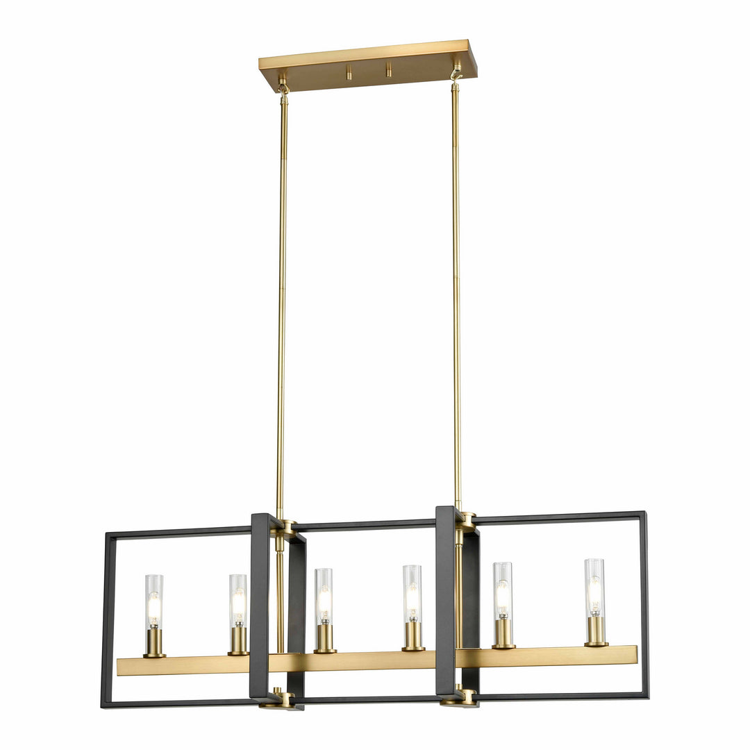Blairmore Six Light Linear Pendant in Venetian Brass/Graphite w/Clear Glass - available from The Lighting Shoppe, trusted by Canadian homeowners