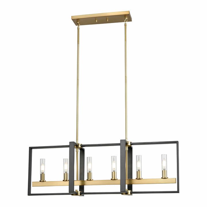 Blairmore Six Light Linear Pendant in Venetian Brass/Graphite w/Clear Glass - available from The Lighting Shoppe, trusted by Canadian homeowners
