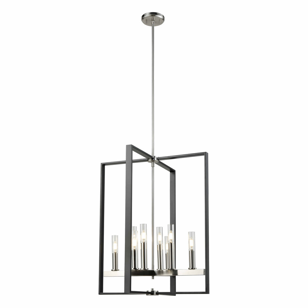 Blairmore Eight Light Foyer Pendant in Satin Nickel And Graphite With Clear Glass - available from The Lighting Shoppe, trusted by Canadian homeowners