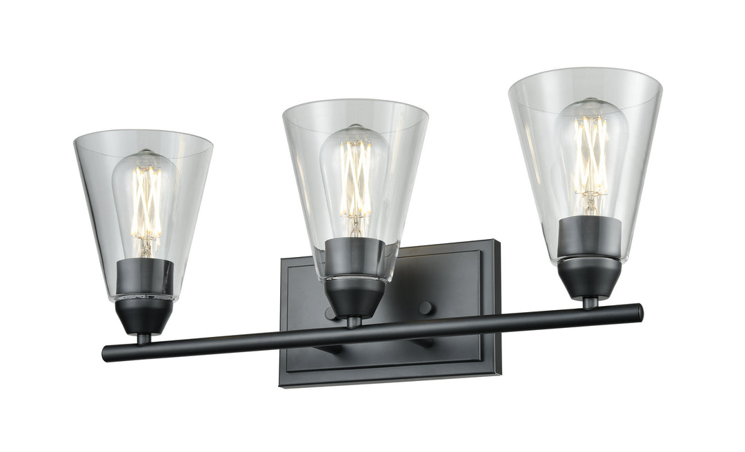 DVI Canada - DVP34343EB-CL - Three Light Vanity - Louisbourg - Ebony w/Clear Glass