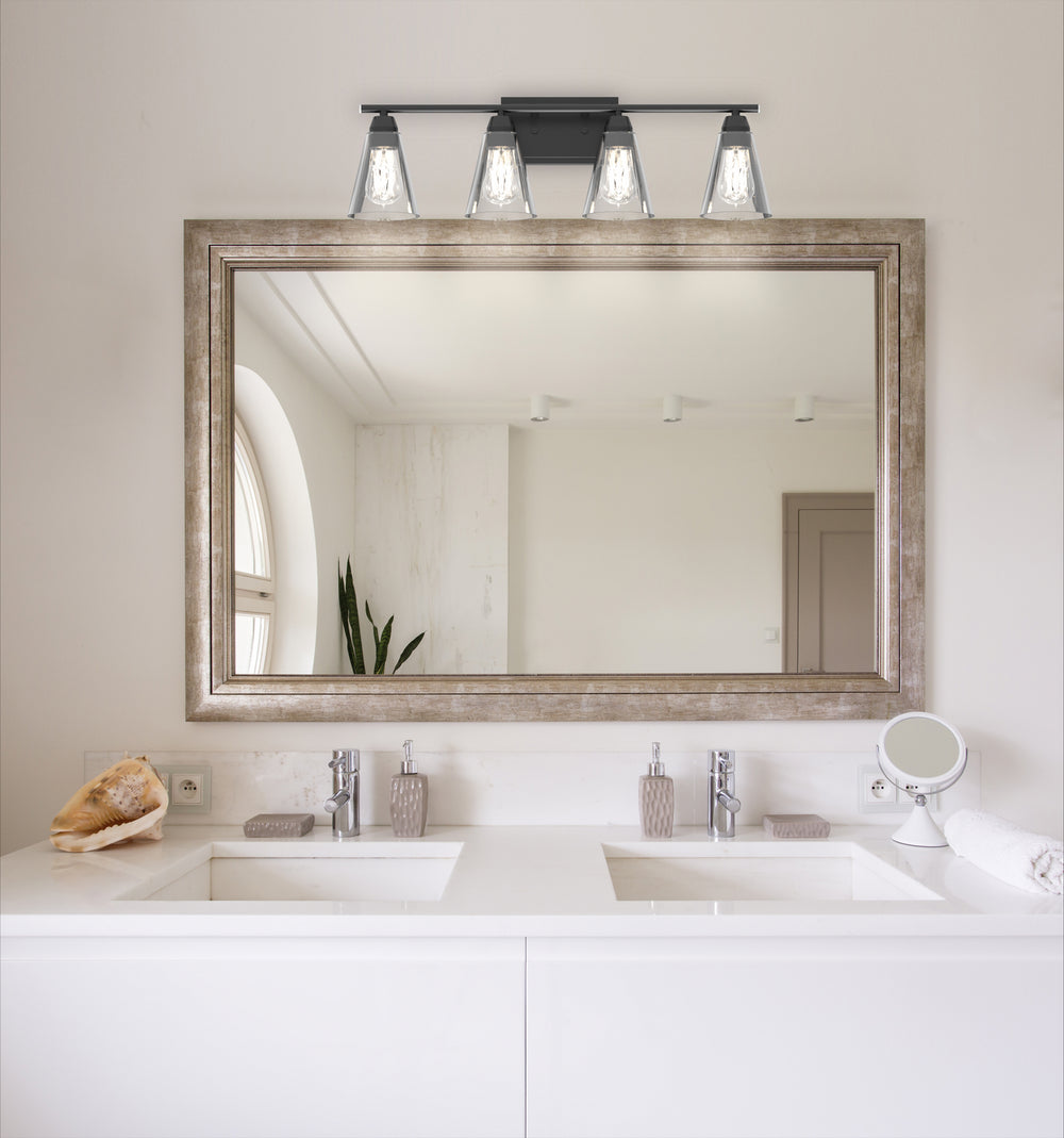 DVI Canada - DVP34344EB-CL - Four Light Vanity - Louisbourg - Ebony w/Clear Glass
