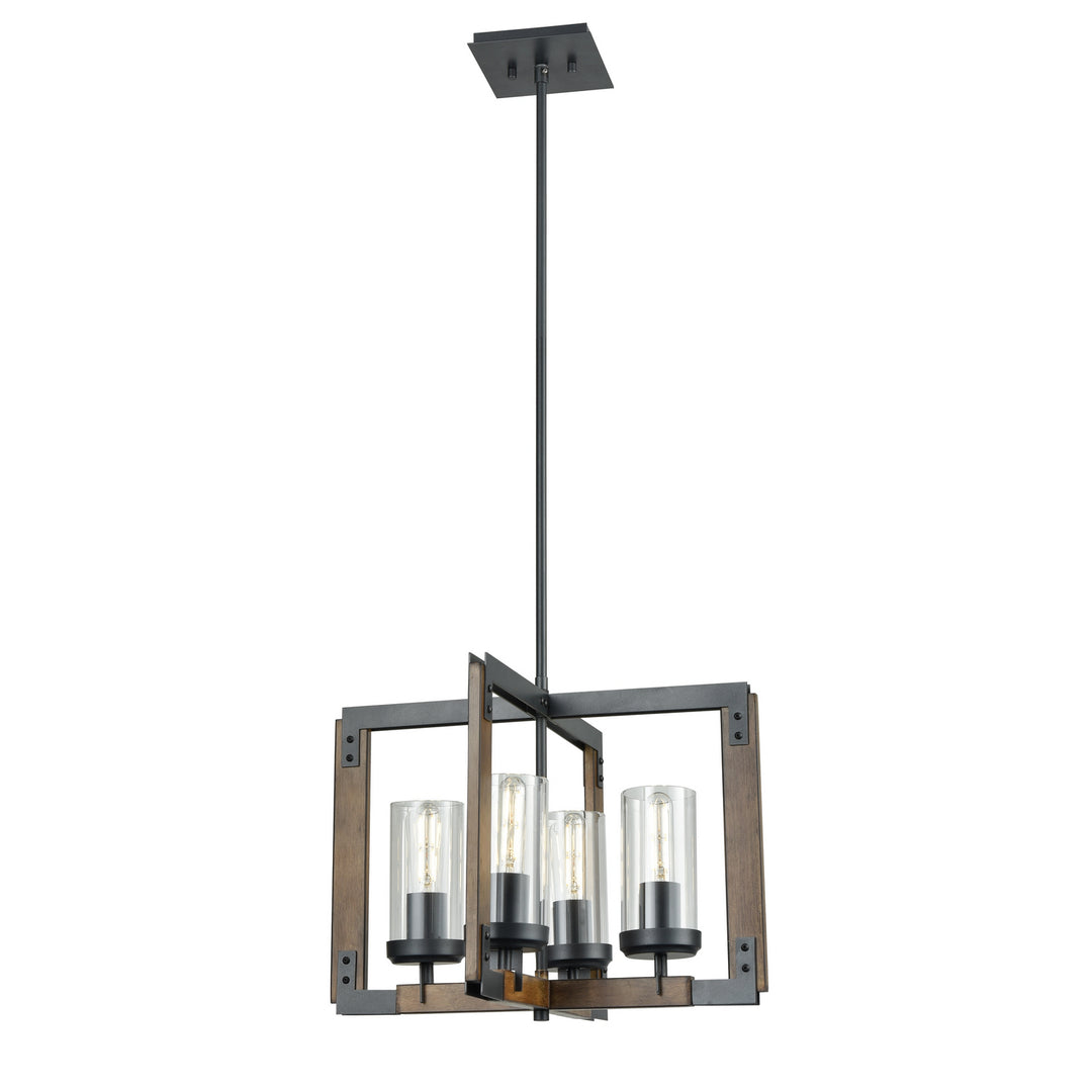 Okanagan Four Light Pendant in Graphite/Ironwood On Metal w/Clear Glass - available from The Lighting Shoppe, trusted by Canadian homeowners