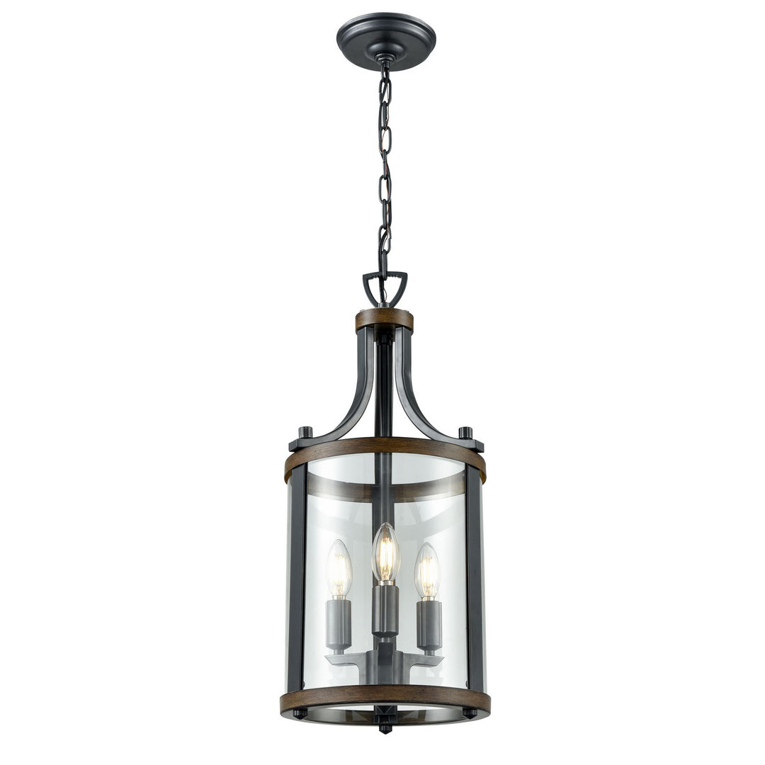 Niagara Three Light Foyer Pendant in Graphite And Ironwood On Metal - available from The Lighting Shoppe, trusted by Canadian homeowners