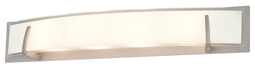 Hyperion LED Vanity in Buffed Nickel With Half Opal Glass - available from The Lighting Shoppe, trusted by Canadian homeowners