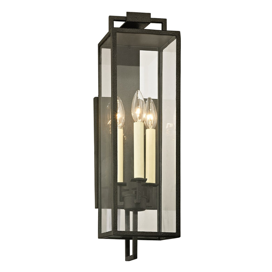 Beckham Three Light Wall Lantern in Forged Iron - available from The Lighting Shoppe, trusted by Canadian homeowners