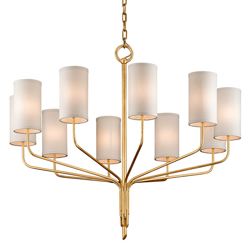 Juniper Ten Light Chandelier in Gold Leaf - available from The Lighting Shoppe, trusted by Canadian homeowners