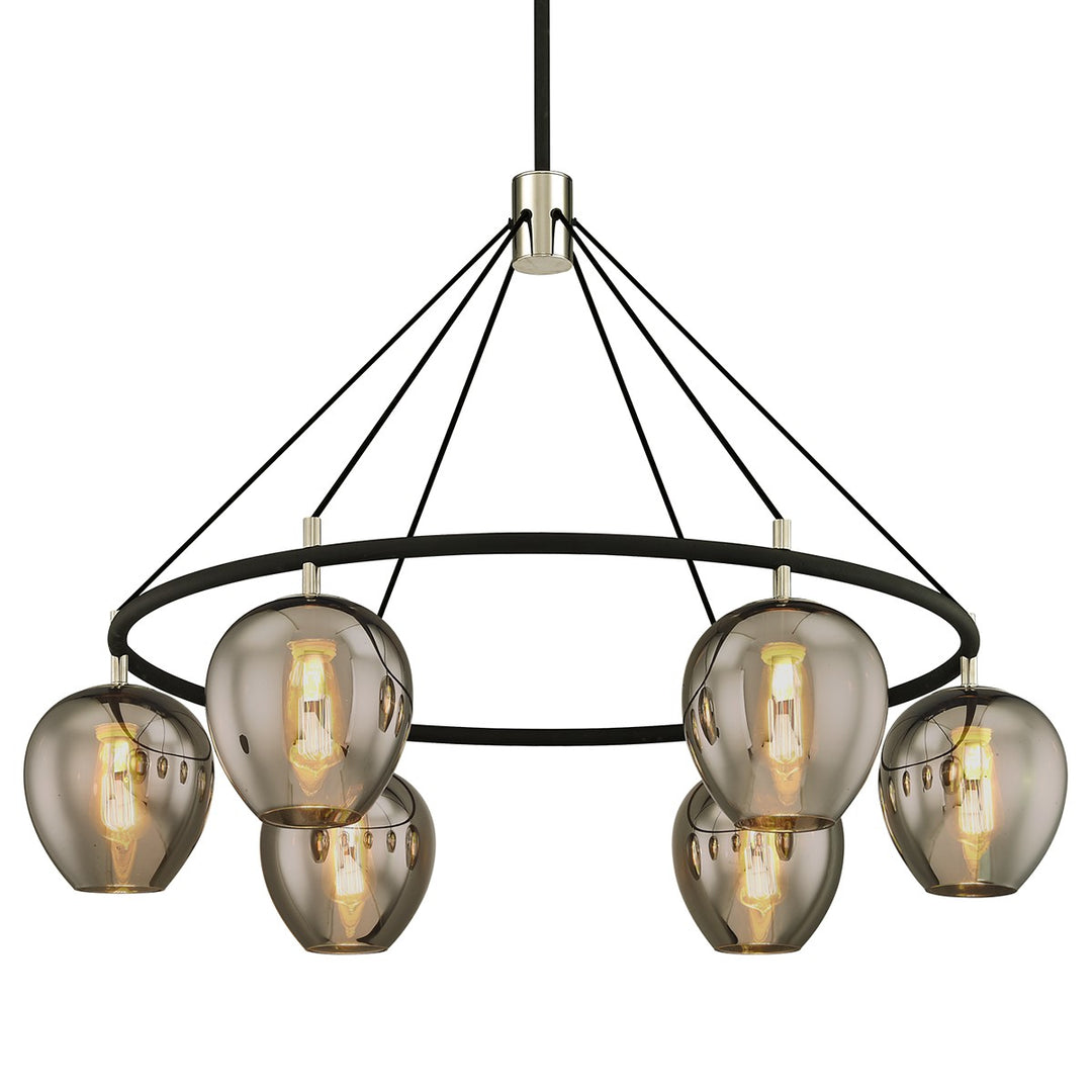 Iliad Six Light Chandelier in Textured Black & Polish Nickel - available from The Lighting Shoppe, trusted by Canadian homeowners