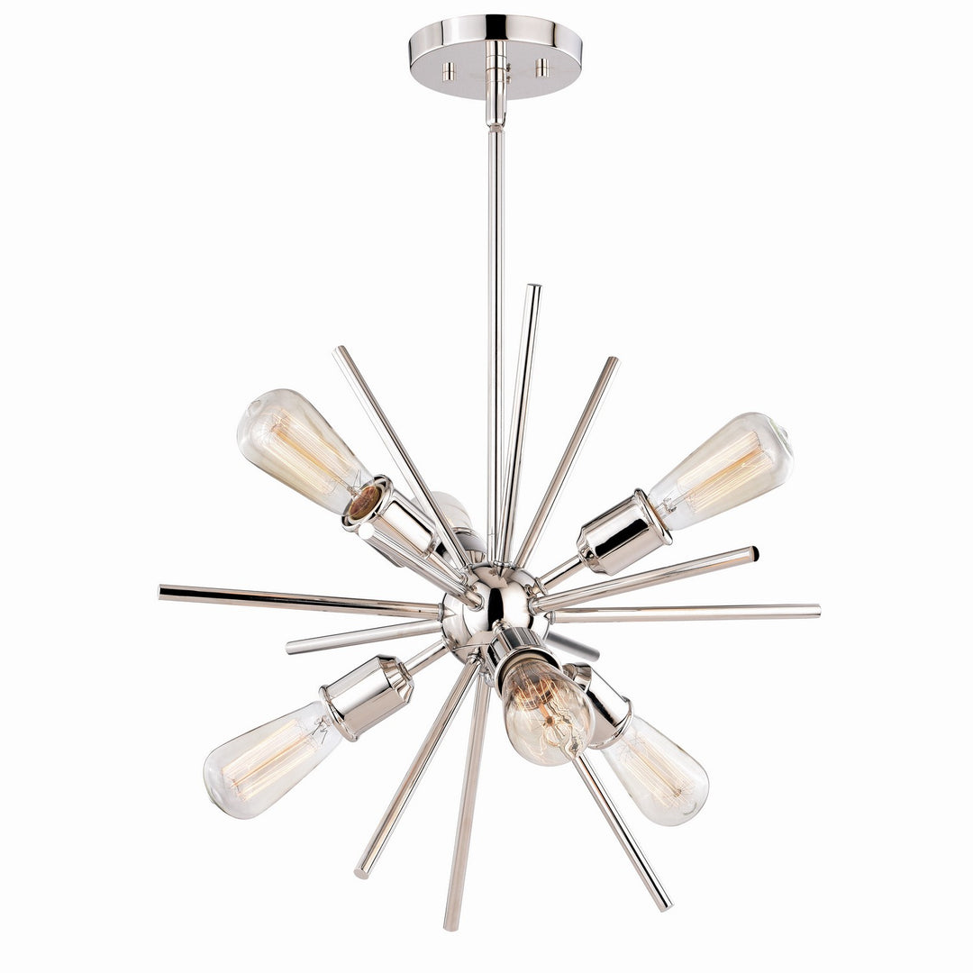 Estelle Six Light Pendant in Polished Nickel
