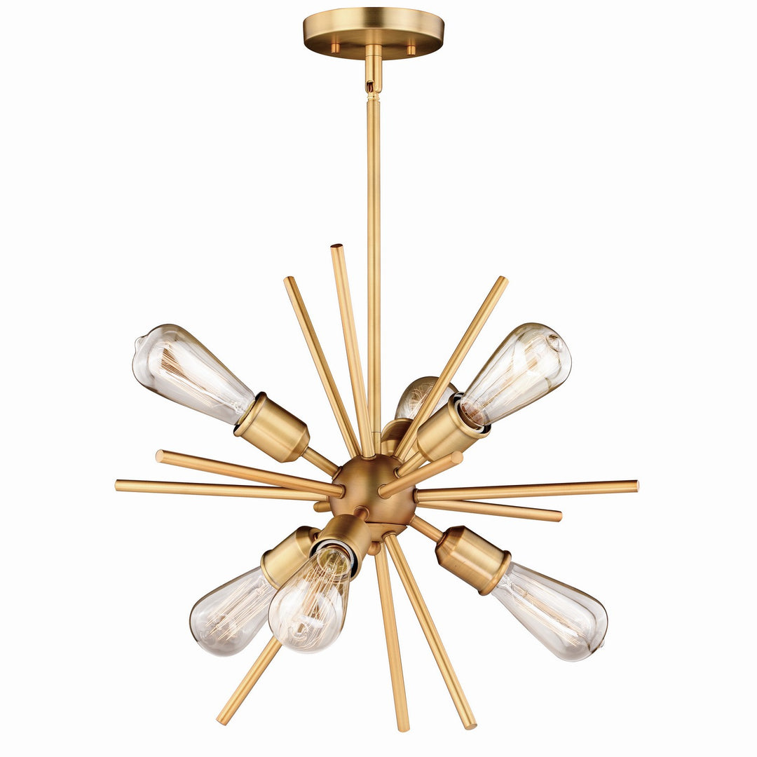 Estelle Six Light Pendant in Natural Brass