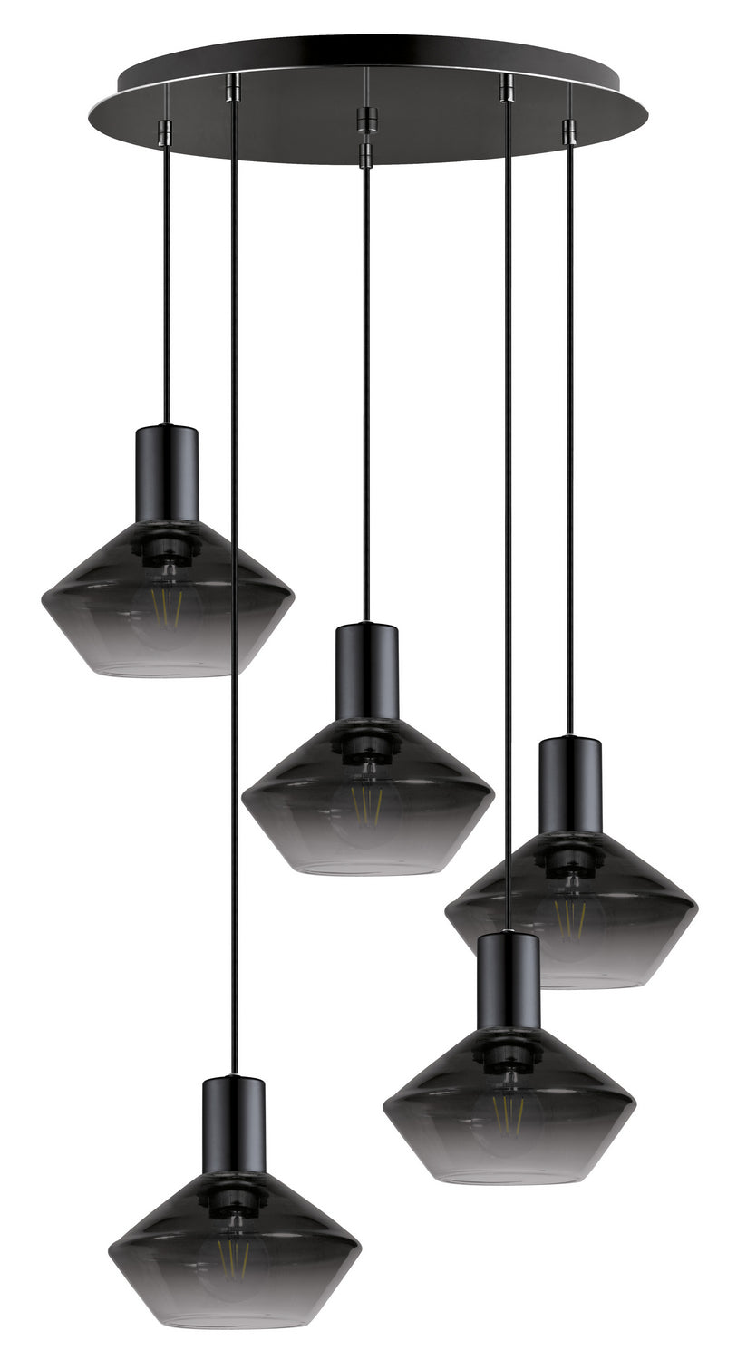 Ponzano Five Light Suspension in Black Chrome - available from The Lighting Shoppe, trusted by Canadian homeowners