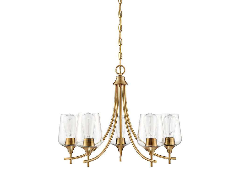 Octave Five Light Chandelier in Warm Brass Savoy House